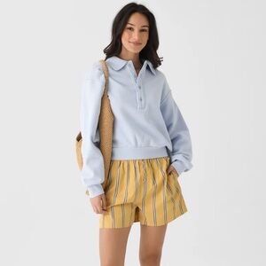 Citizens Of Humanity Remi Collared Cotton Blend Polo Pullover Sweatshirt